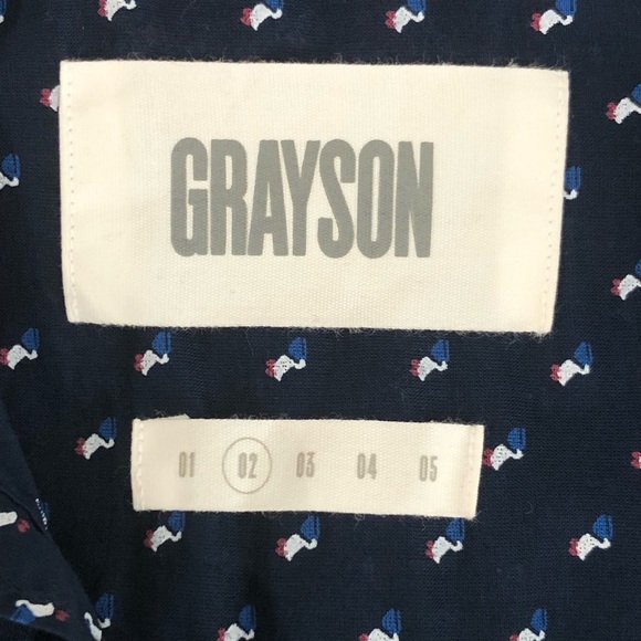 Grayson by Anthropologie size 2 navy blue duck print button down shirt. - Picture 6 of 10
